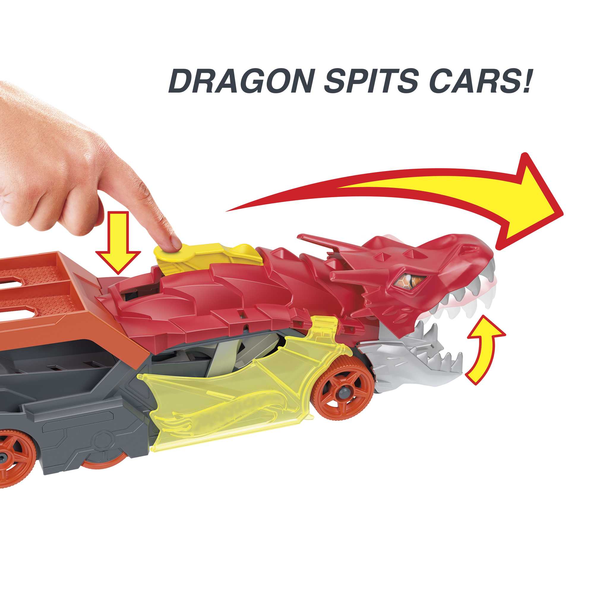 Hot Wheels City Dragon Launch Transporter, Spits Cars From Its Mouth, Gift For Kids 3 Years & Up