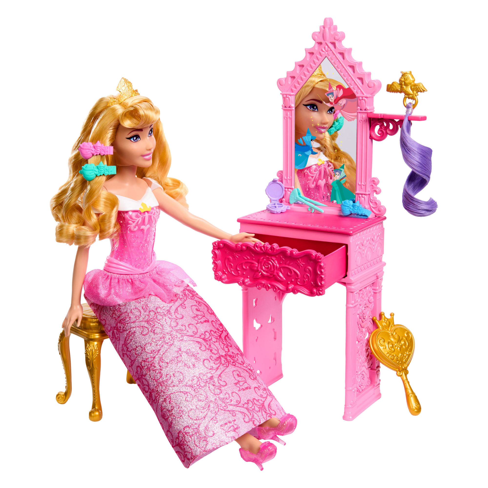 Disney Princess Enchanted Stories Aurora Styling Set W/ Vanity & 9 Accessories, Inspired By Movie