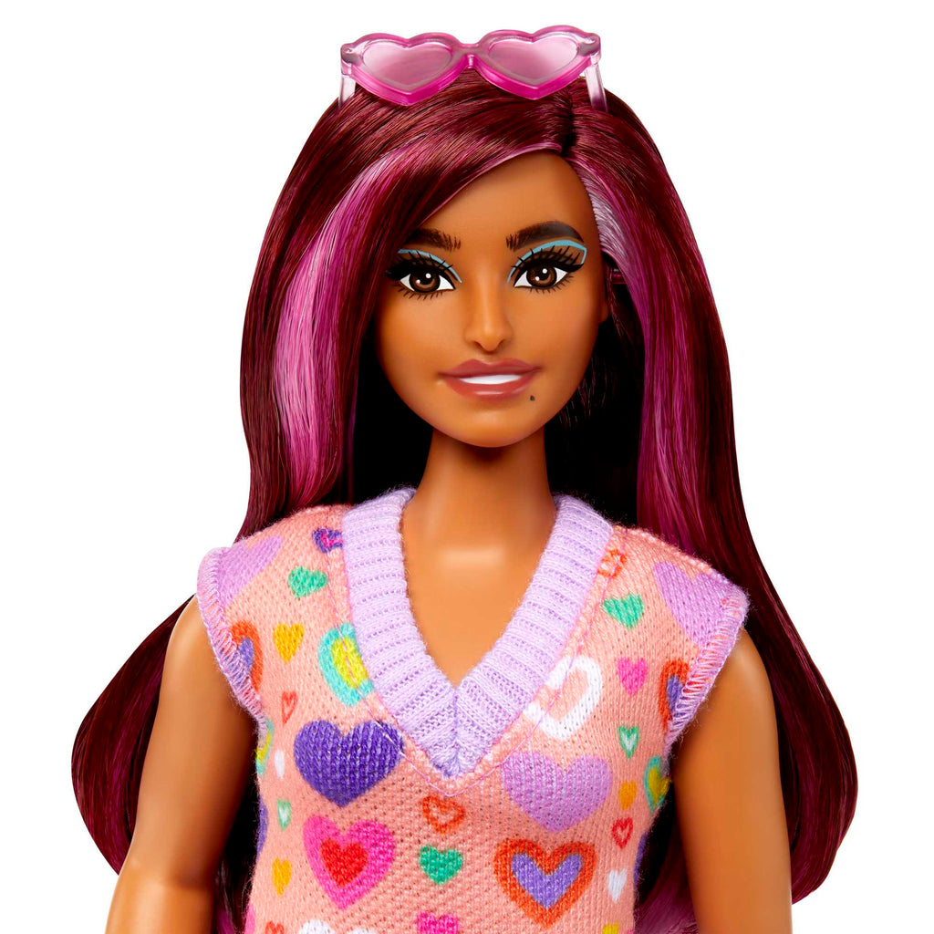 Barbie Fashionistas Doll #207 With Pink-Streaked Hair And Heart Dress