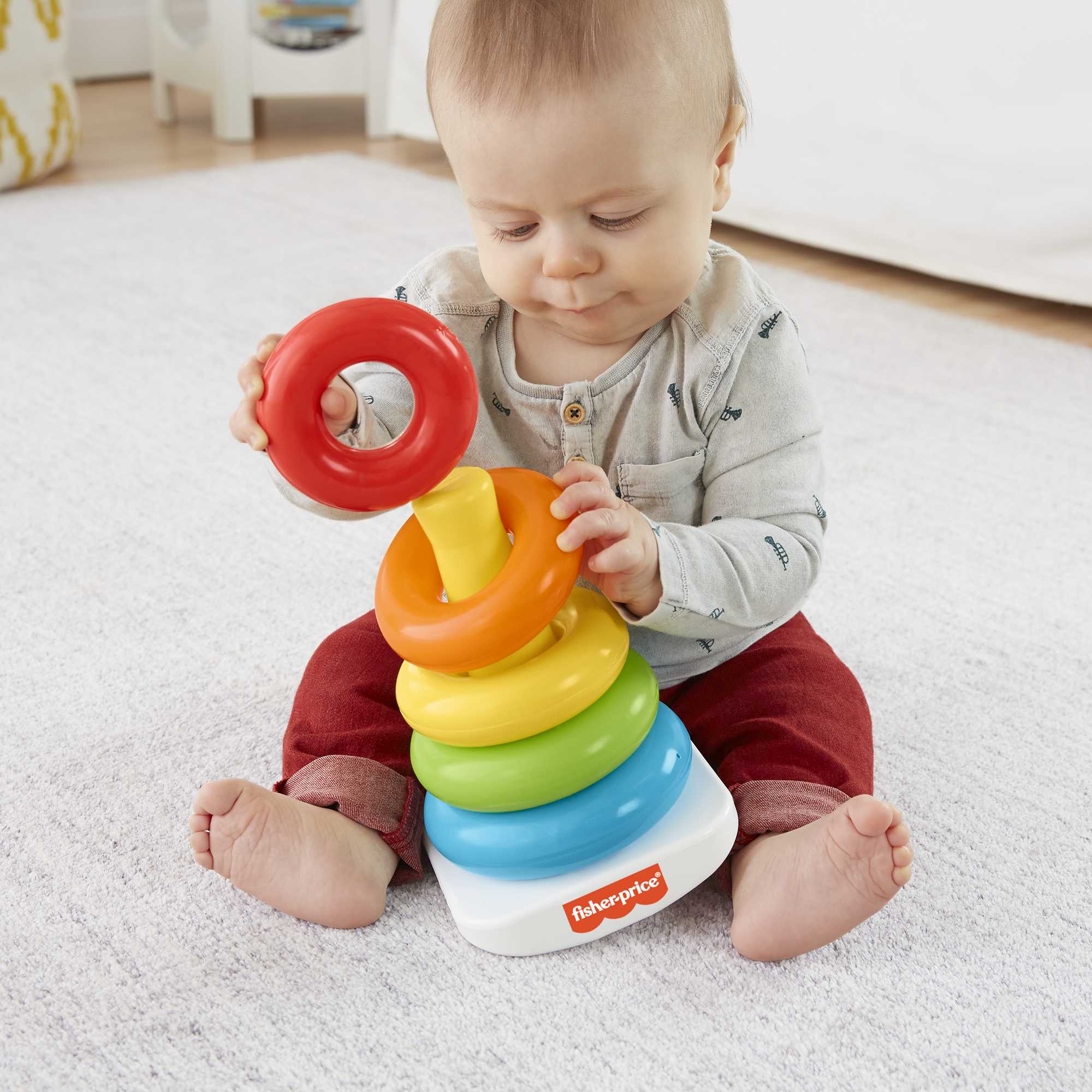 Fisher-Price Rock-A-Stack Ring Stacking Toy With Roly-Poly Base For Infants