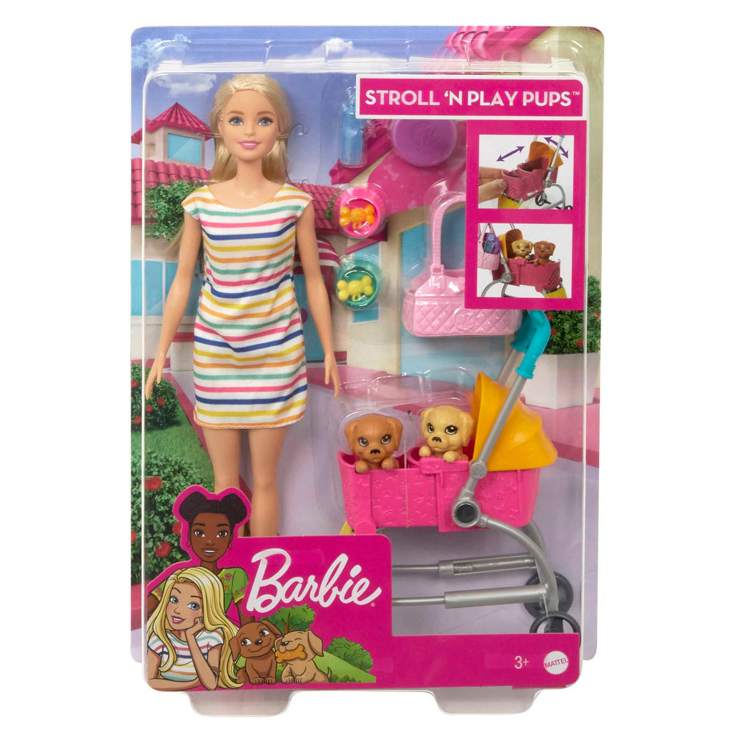 Barbie Stroll ‘n Play Pups Doll And Accessories
