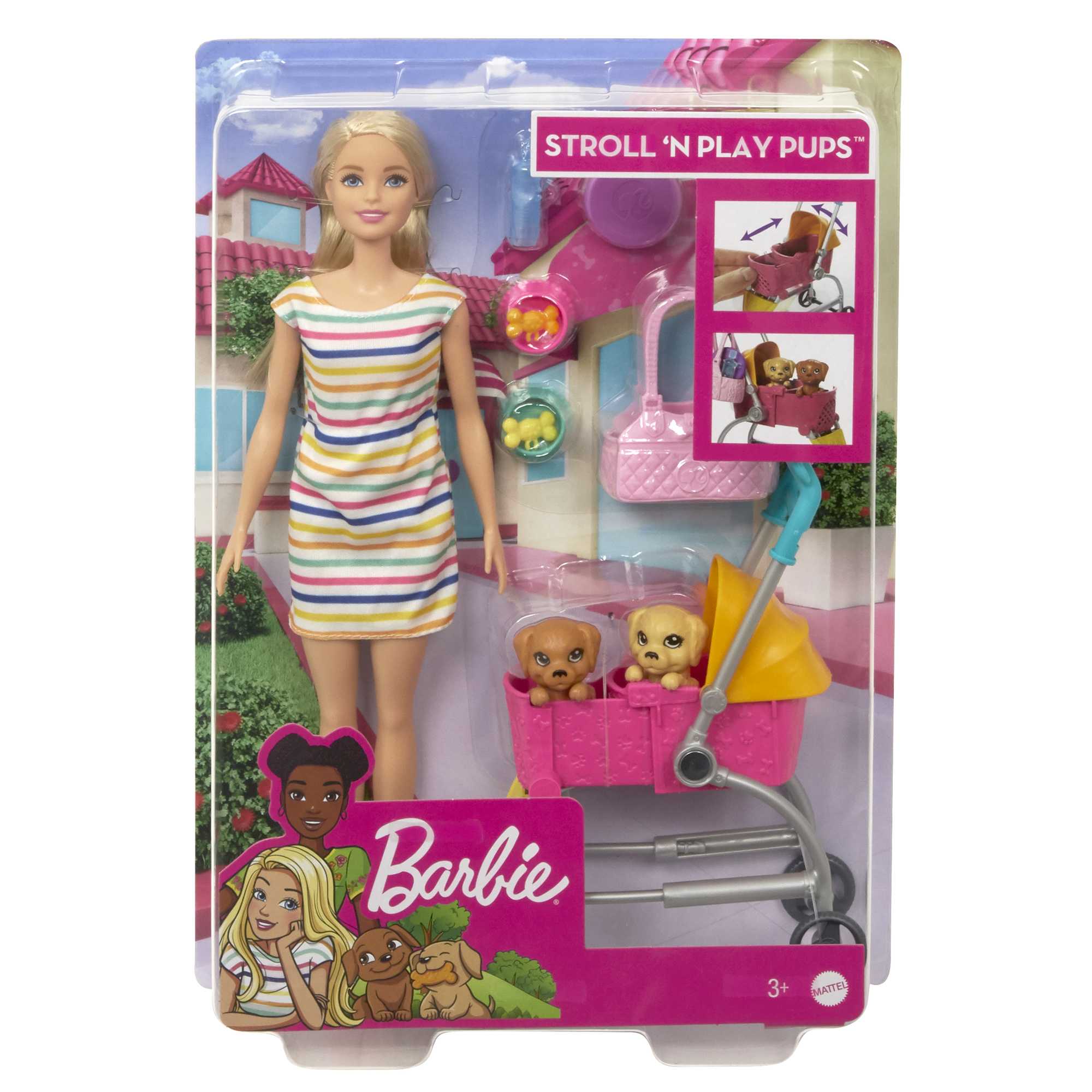 Barbie Stroll ‘n Play Pups Doll And Accessories