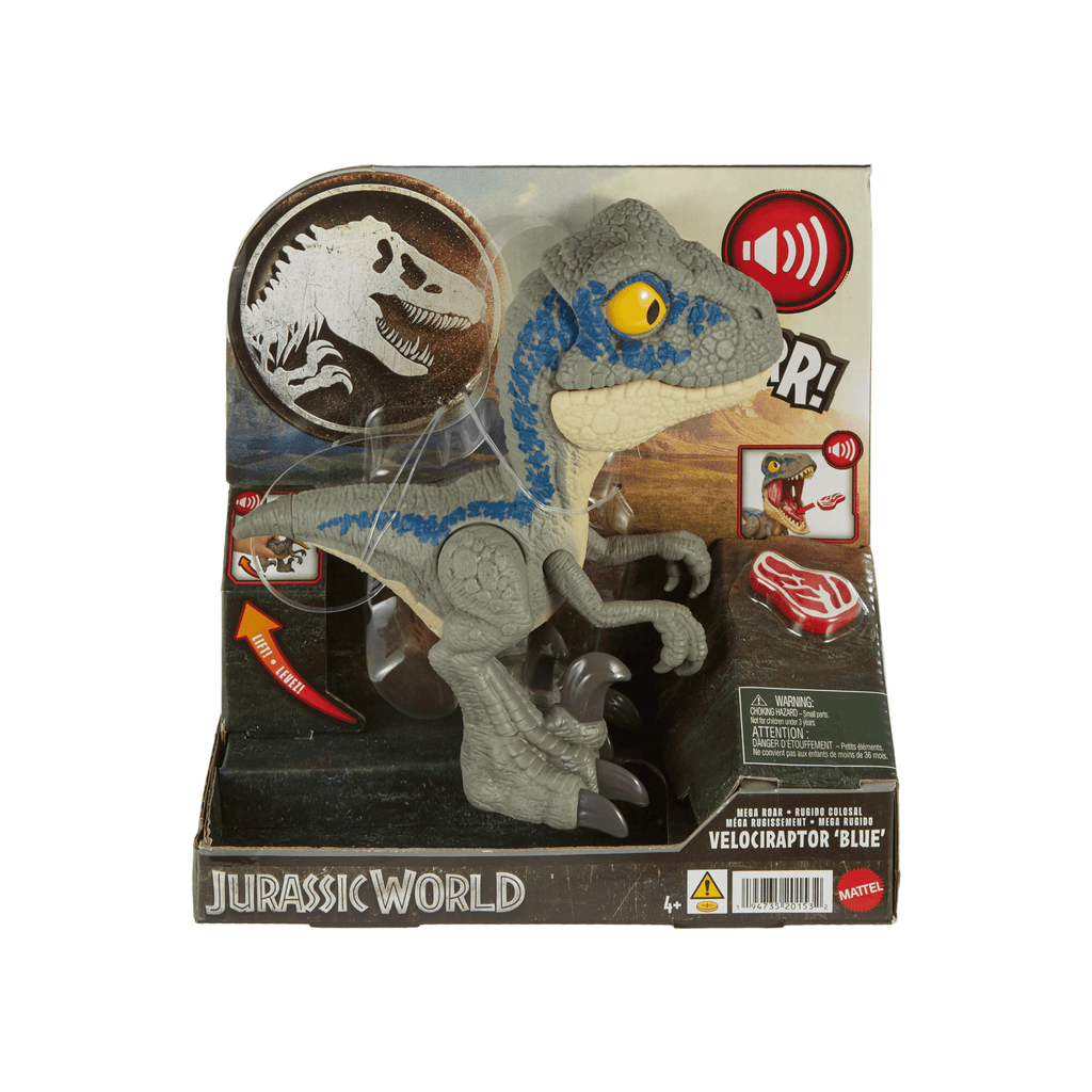 Jurassic World MEGA Roar Blue Velociraptor Dinosaur Toy With Sound & Stretchable Jaw