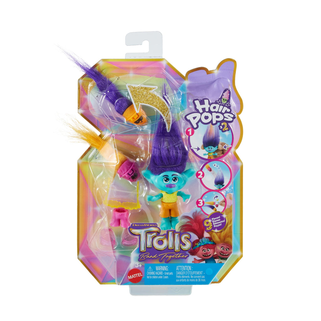 Dreamworks Trolls Band Together Hair Pops Branch Small Doll & Accessories, Toys inspired By The Movie