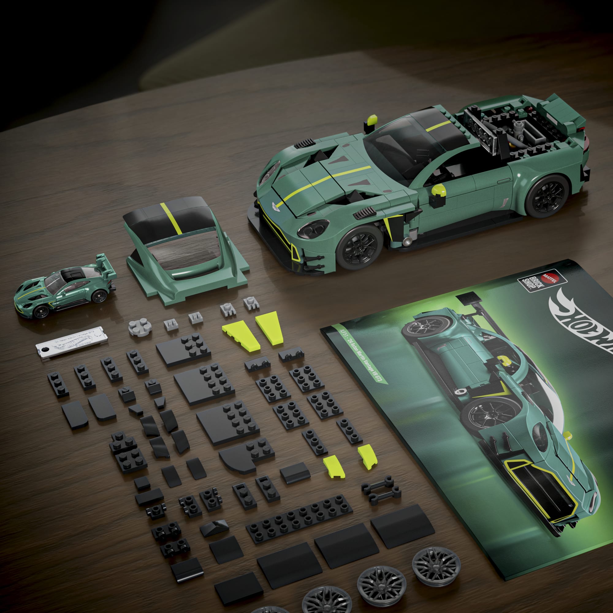 Mattel Brick Shop Hot Wheels ’24 Aston Martin Vantage Gt3 Building Toy Kit (793 Pieces), For Collectors