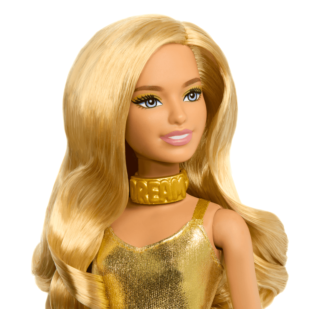 Barbie Fashionistas Doll #222, Petite With Blonde Wavy Hair, Golden Jumpsuit, 65th Anniversary