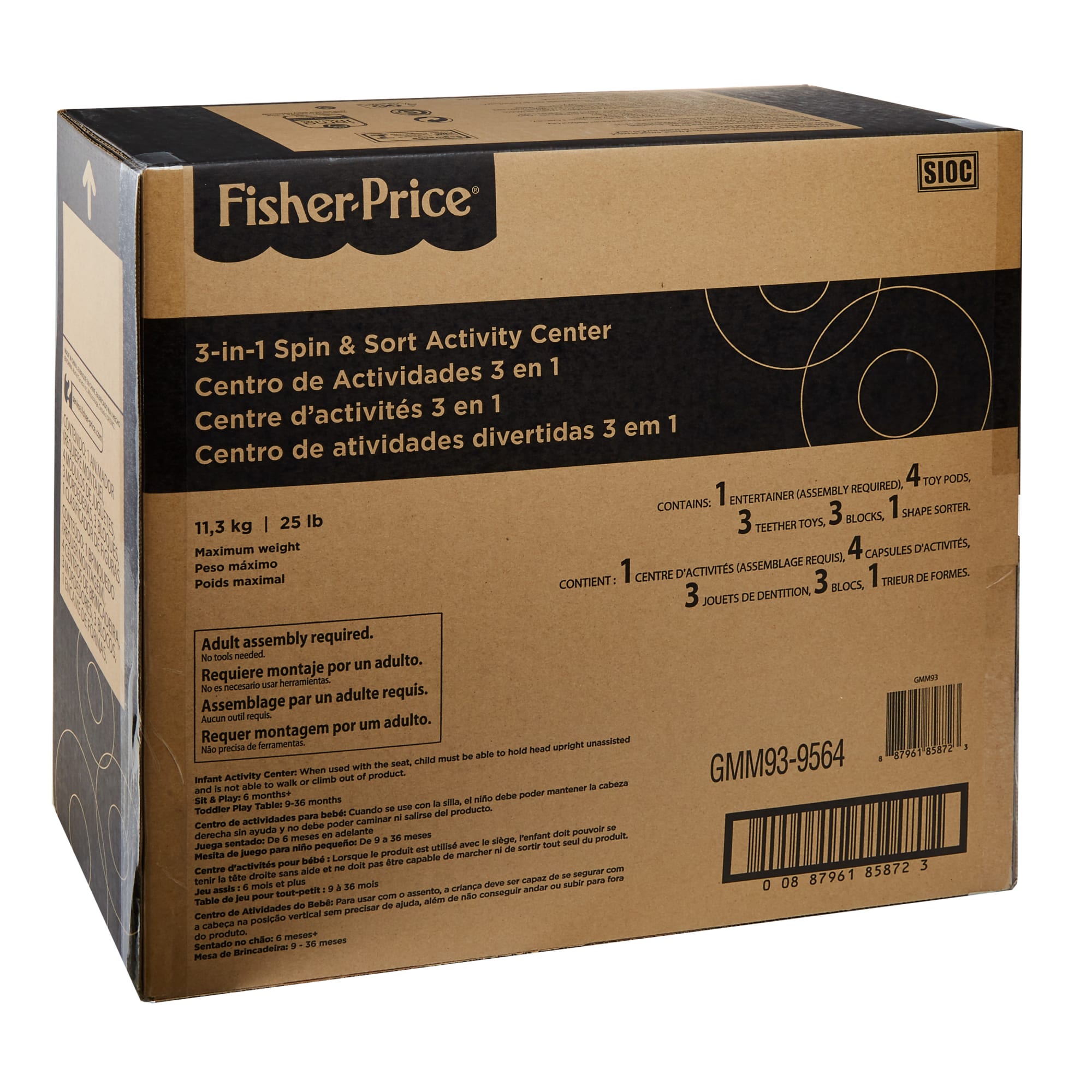 Fisher-Price 3-In-1 Spin & Sort Activity Center Baby Toy & Toddler Play Table