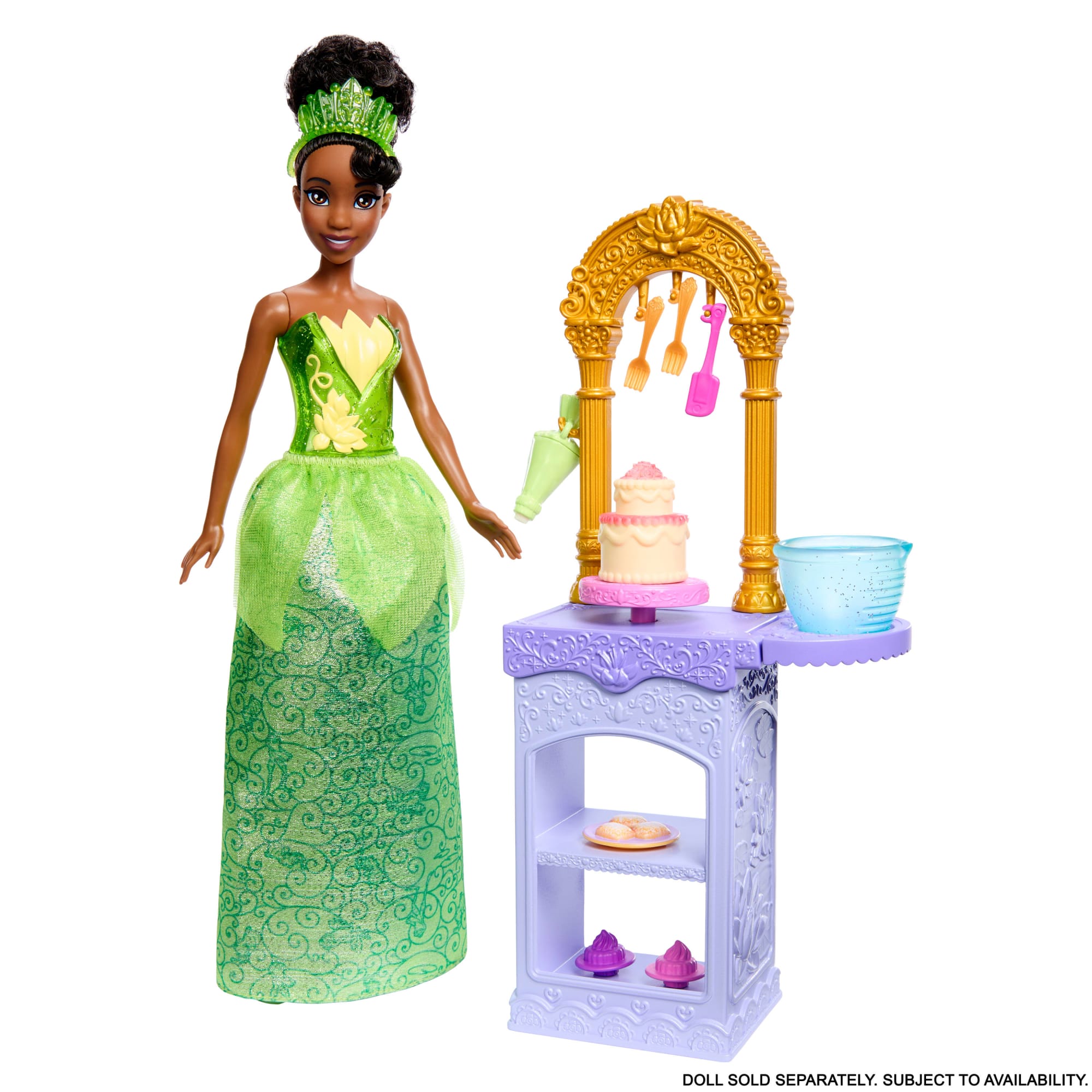Disney Princess Enchanted Stories Tiana Pastry Set W/ Color Change Cake & 10 Accessories From Movie