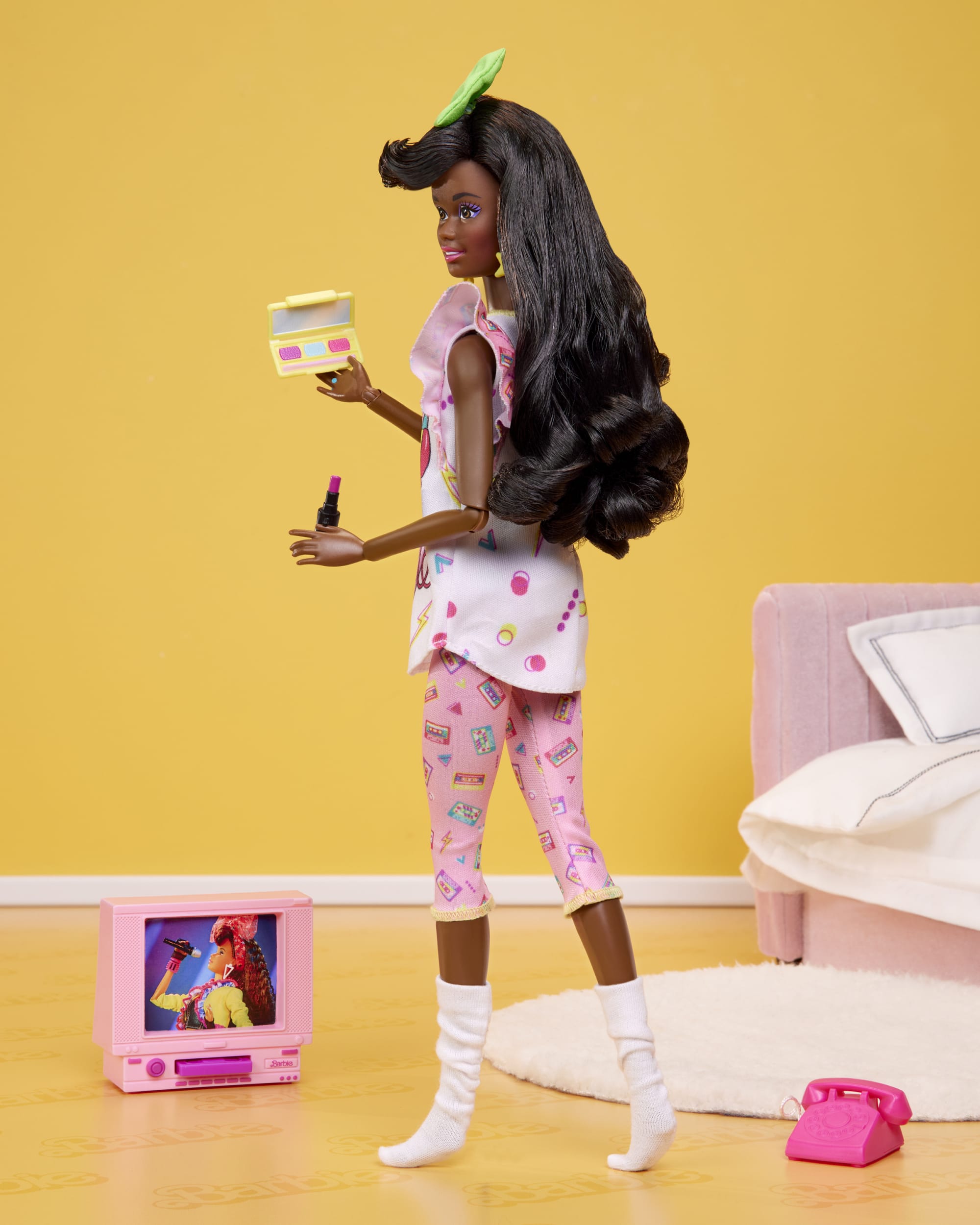 Barbie Doll, Curly Black Hair, 80s Slumber Party, Barbie Rewind