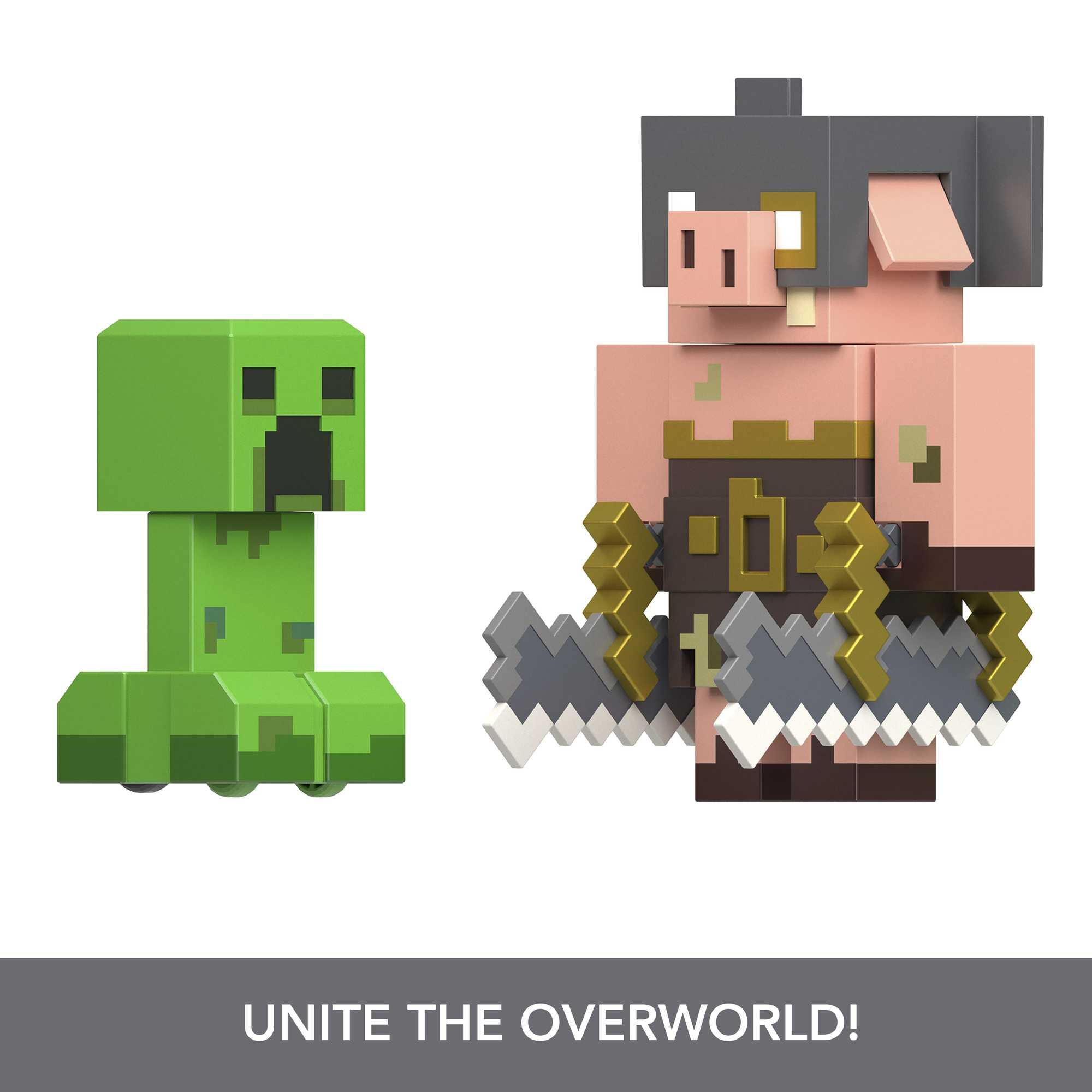 Minecraft Legends Creeper vs Piglin Bruiser Figures