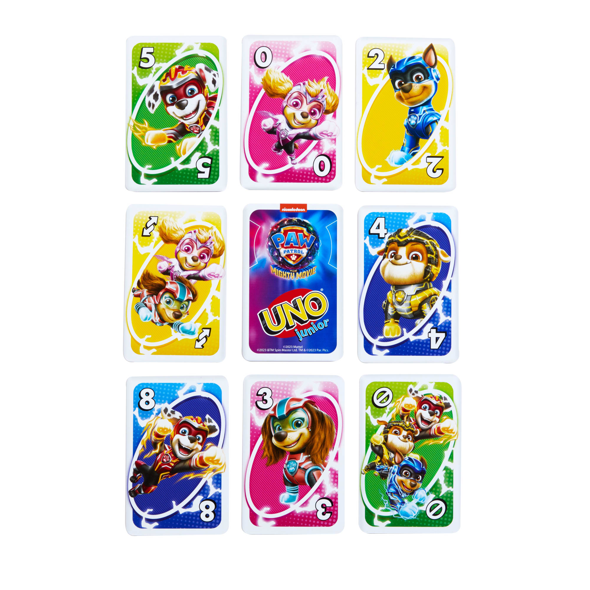 UNO Junior Paw Patrol: The Mighty Movie Kids Card Game For Family Night Featuring 3 Levels Of Play