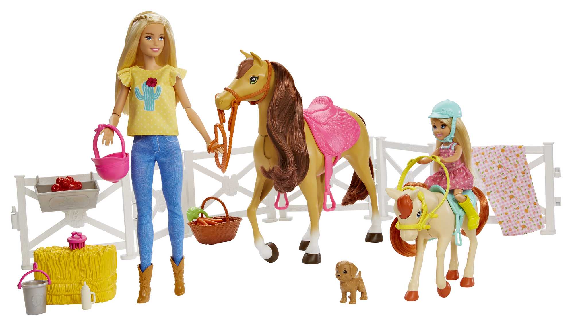 Barbie Hugs 'n' Horses With & Chelsea Dolls, Blonde Doll Playset