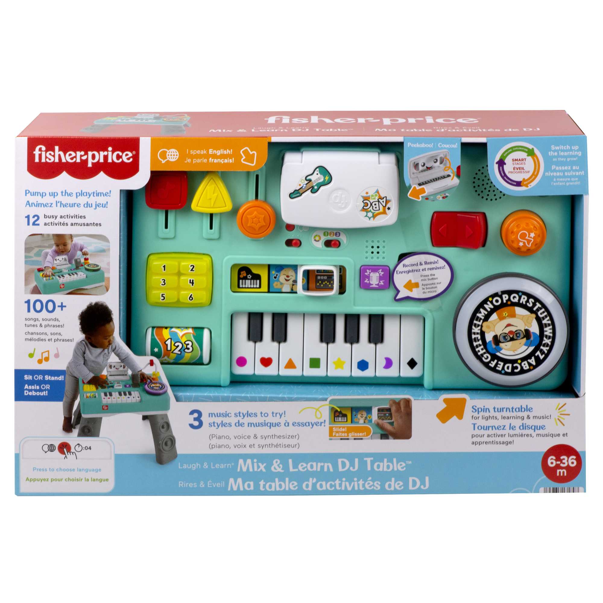 Fisher-Price Laugh & Learn Mix & Learn DJ Table Musical Learning Toy For Baby & Toddler, Multi-Language Version