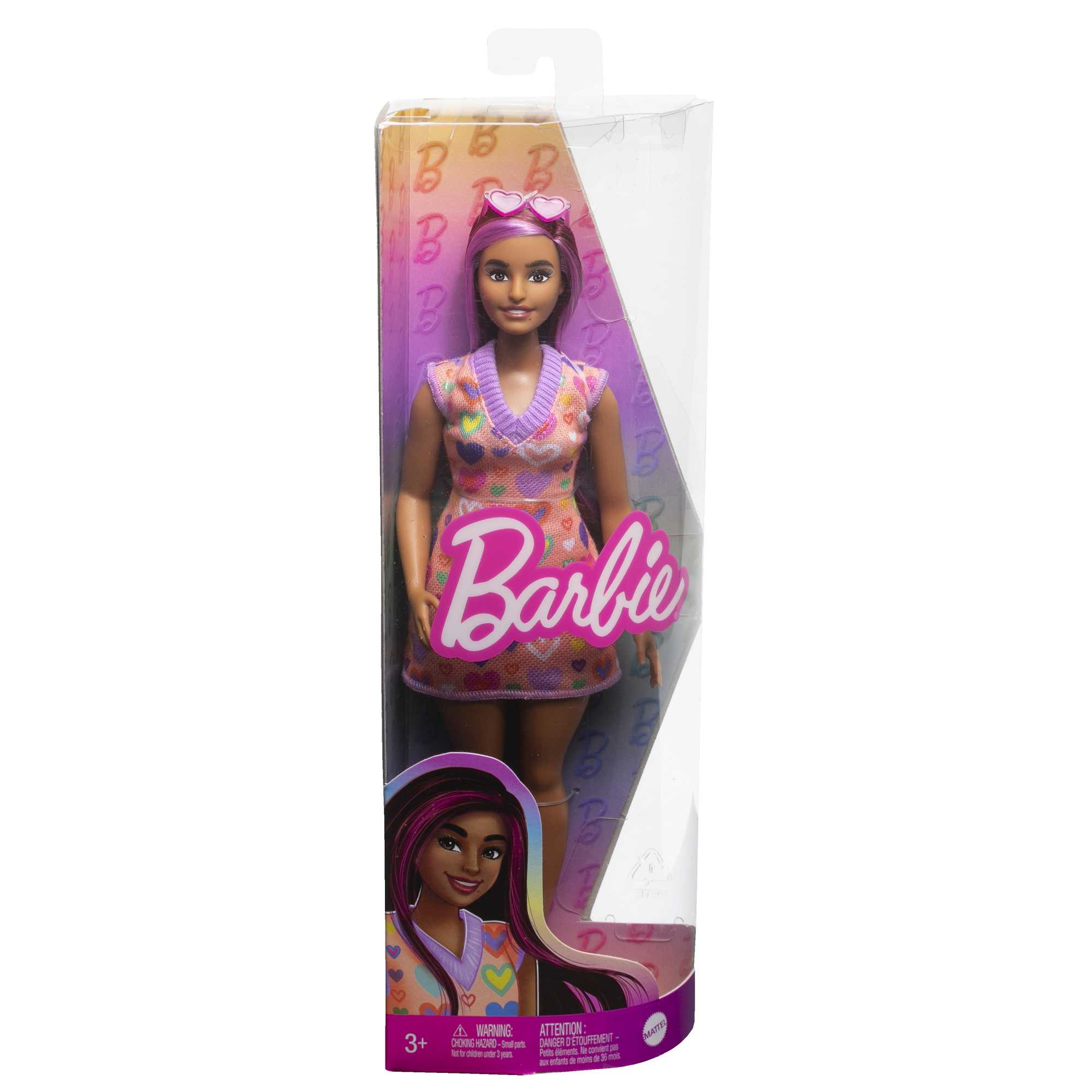 Barbie Fashionistas Doll #207 With Pink-Streaked Hair And Heart Dress