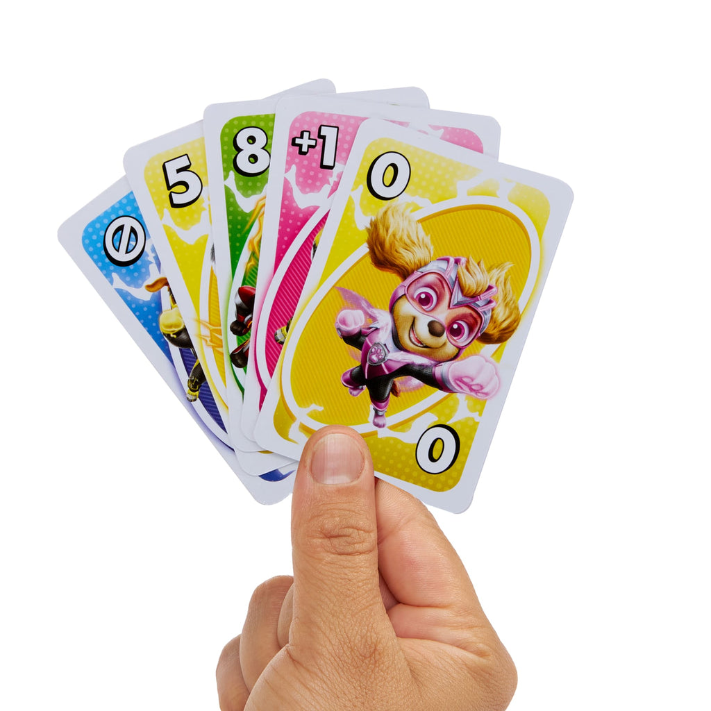 UNO Junior Paw Patrol: The Mighty Movie Kids Card Game For Family Night Featuring 3 Levels Of Play