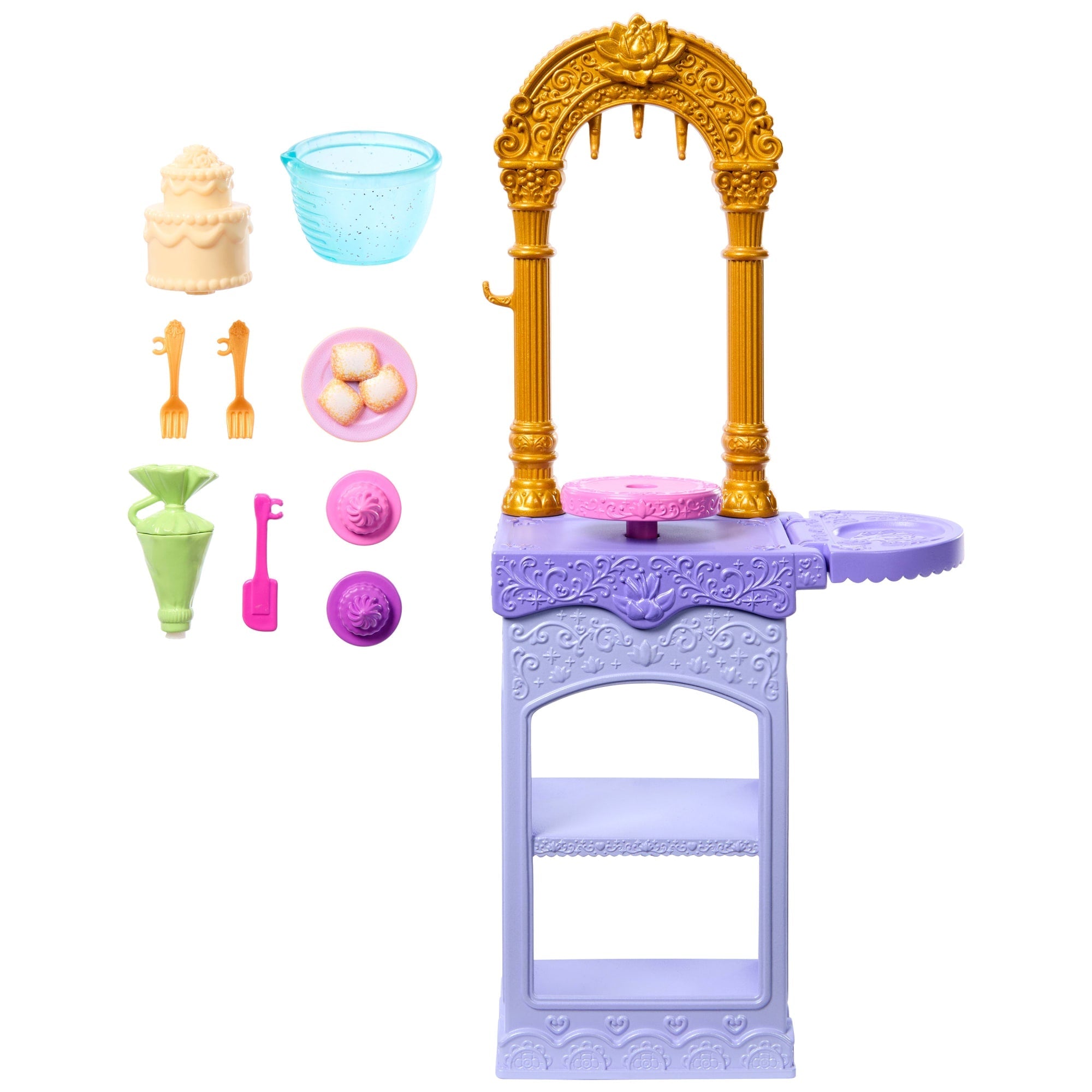 Disney Princess Enchanted Stories Tiana Pastry Set W/ Color Change Cake & 10 Accessories From Movie