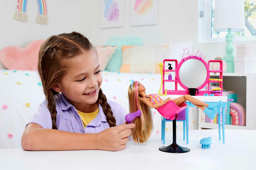 Barbie Doll And Hair Salon Playset, Color-Change Hair