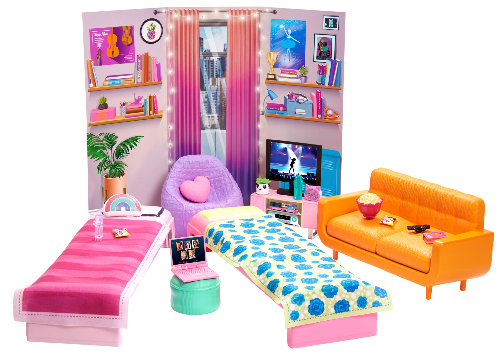 Barbie: Big City, Big Dreams Dorm Room Playset With Furniture & Accessories, 3 To 7 Years