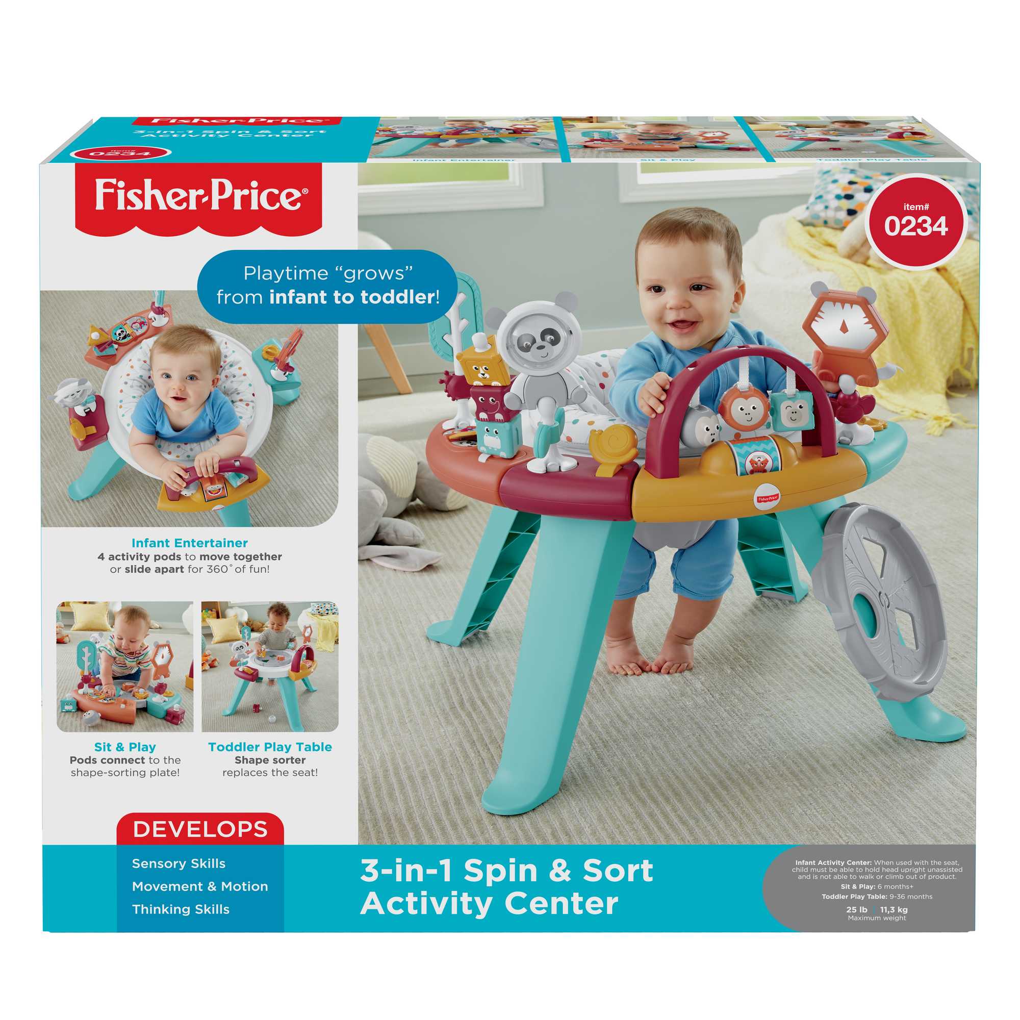 Fisher-Price 3-in-1 Spin & Sort Activity Center - Watermelon Mint