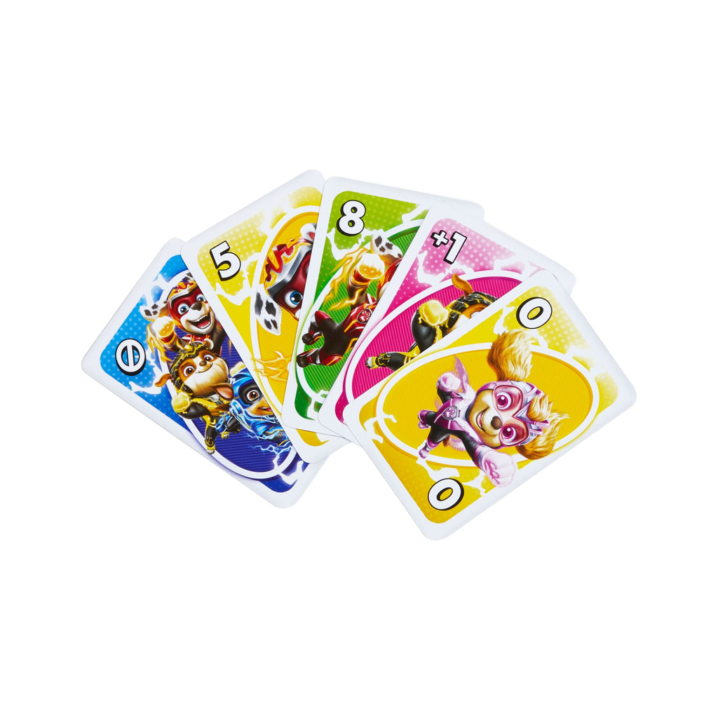 UNO Junior Paw Patrol: The Mighty Movie Kids Card Game For Family Night Featuring 3 Levels Of Play