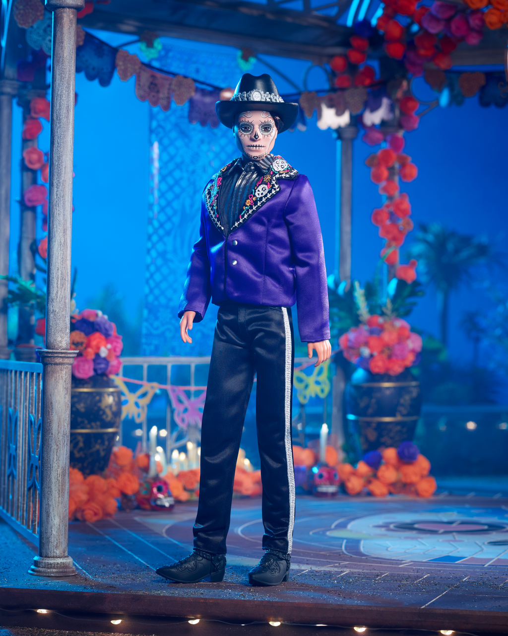 2023 Día De Muertos Ken Doll Wearing Blue Jacket And Black Hat, Barbie Signature Collectible