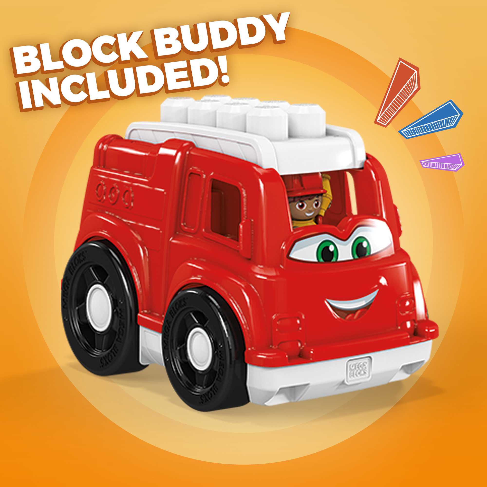 MEGA BLOKS Freddy Fire Truck Building Set With 4 Big Building Blocks