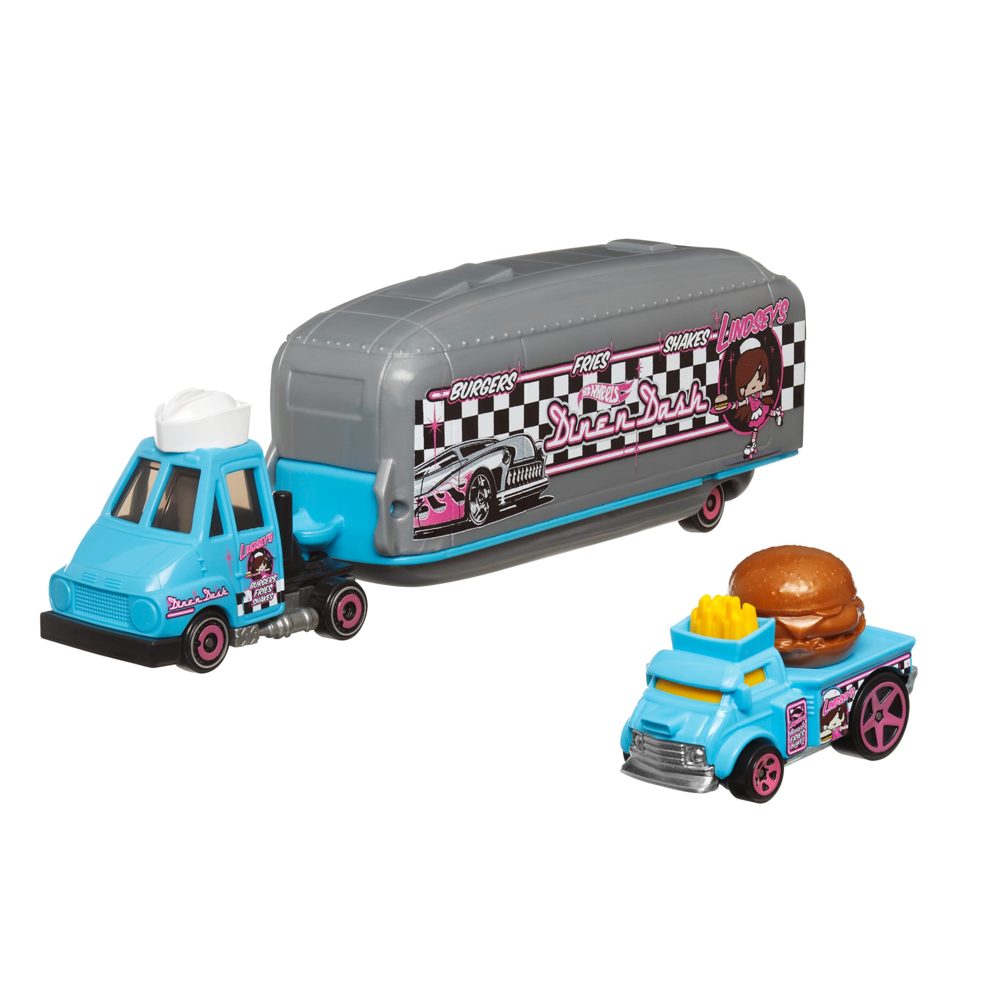 Hot Wheels Super Rigs, 1:64 Scale Toy Car And Matching Transporter, 2 Vehicles