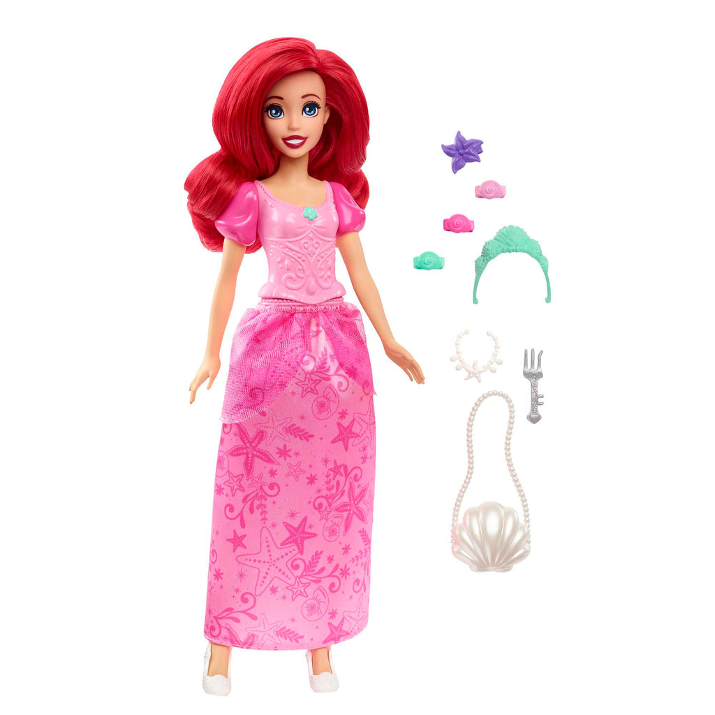 Disney Princess Getting Ready Ariel Fashion Doll in Signature Dress And 9 Accessories