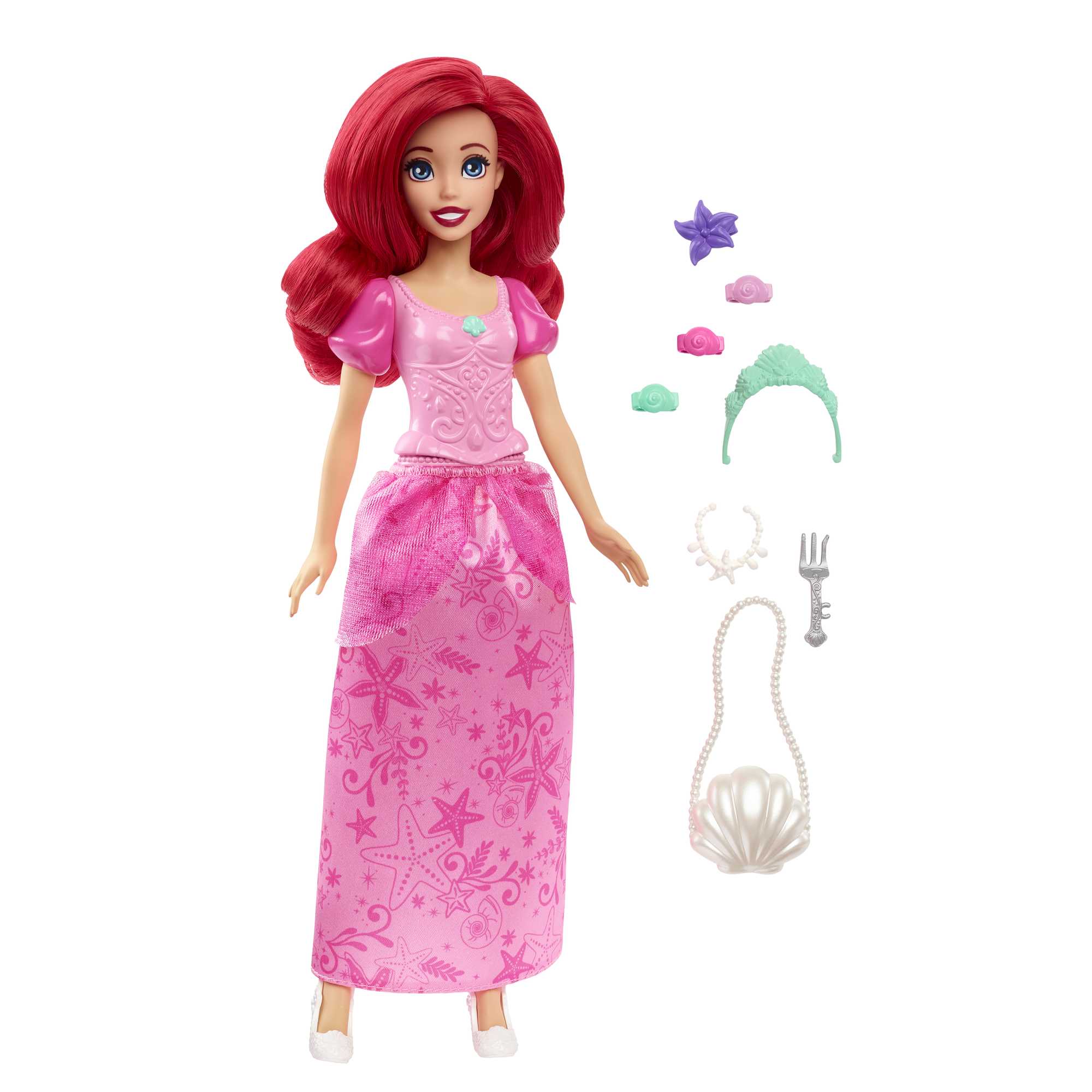Disney Princess Getting Ready Ariel Fashion Doll in Signature Dress And 9 Accessories