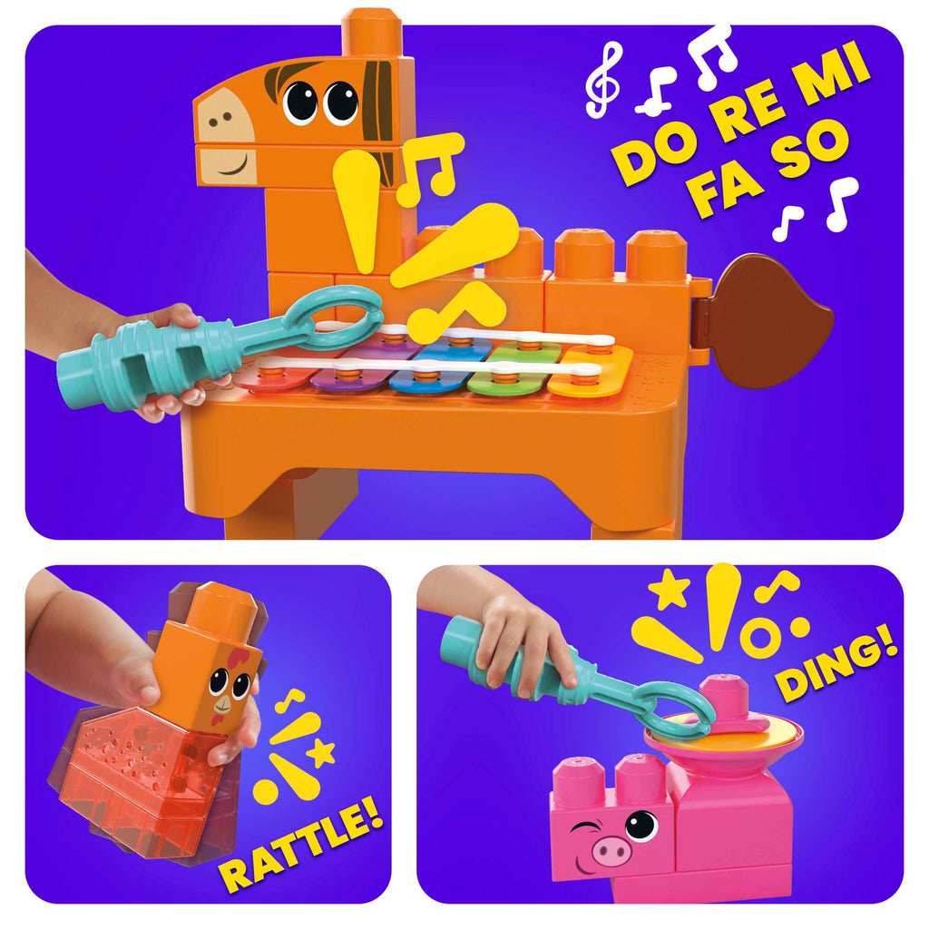 MEGA Bloks Fisher Price Musical Farm Band Sensory Block Toy (45 Pieces) For Toddler